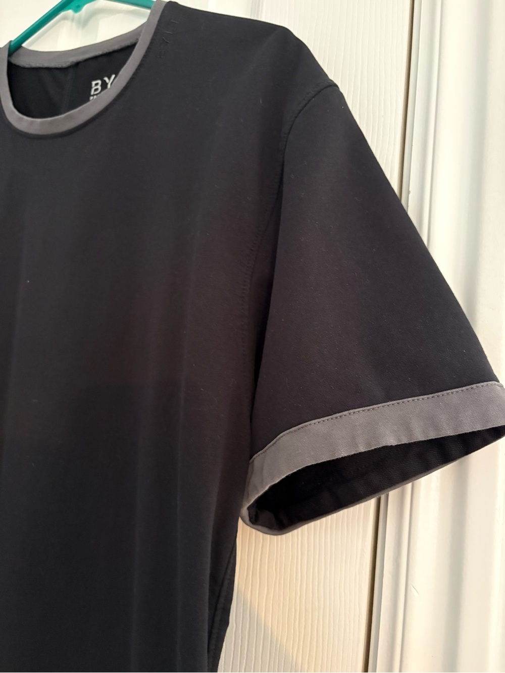 BYLT Basics Black Short-Sleeve Crewneck with Gray Trim